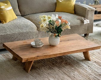 Rustic Solid Wood Coffee Table | Handmade Farmhouse Centerpiece