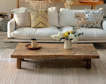 Rustic Solid Wood Coffee Table | Handmade Farmhouse Centerpiece