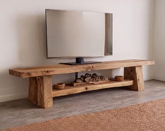 Handmade Solid Wood TV Stand | Live Edge Media Console Table