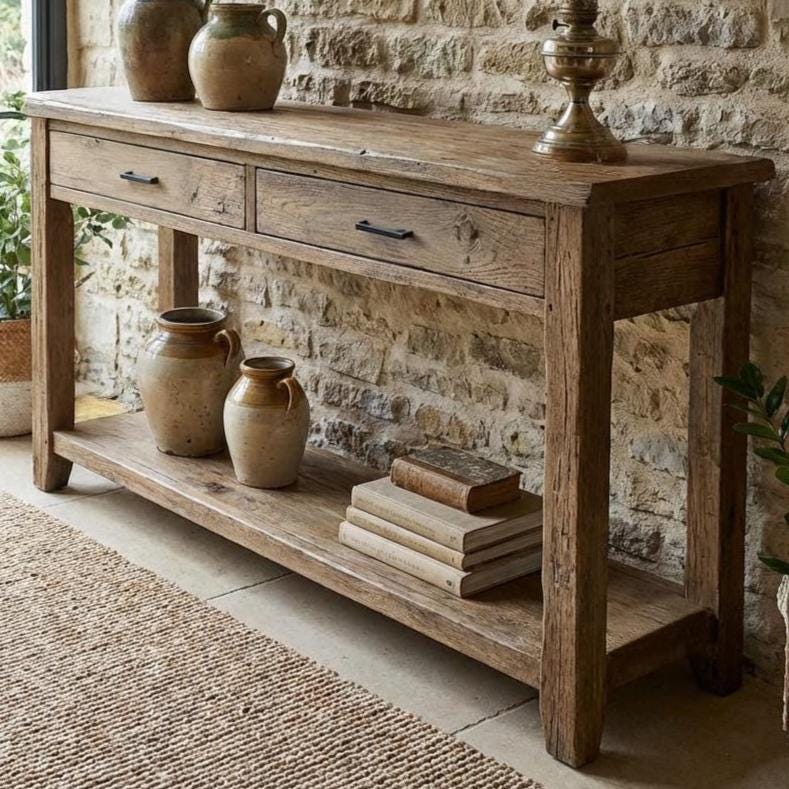Rustic Solid Wood Console table | Handmade Farmhouse Entryway Table - Etsy