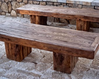 Rustic Solid Wood Bench | Handmade Farmhouse Entryway Seat