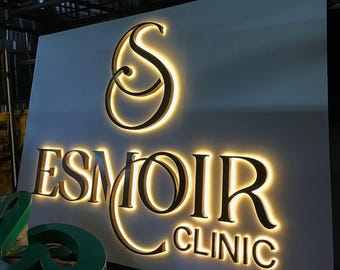Custom Metal Back Lit Sign, Beauty Salon Sign, Halo Lit Sign, Illuminated Sign, Clinic Sign, Business Signs, Dental Office Signs