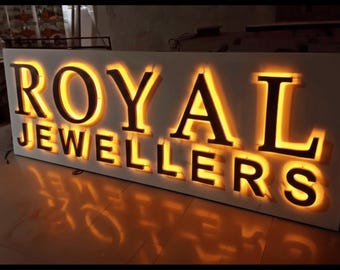 3D Backlit Metal Logo Sign, Custom Illuminated Storefront Sign, Custom Halo Lit Sign, Backlit Chanel Letters, Light Up Sign with Backboard