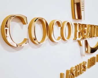Custom Laser Cut Sign, 3D Business Logo , Laser Cut Sign, Beauty Salon Sign, Office Decor Mirror Sign, Modern Mirror Sign, Business Signs