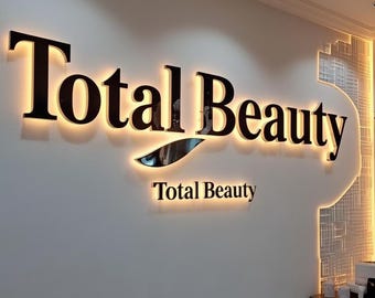 3D Metal Backlit Sign, Custom Illuminated Metal Sign,Storefront Custom Sign, Business LED Sign, Light-Up Letters for Business, 3D Light Sign