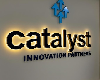 Custom Backlit Metal Sign, 3D Logo Sign, LED Business Sign, Salon Office Wall Decor, Illuminated Letter Sign