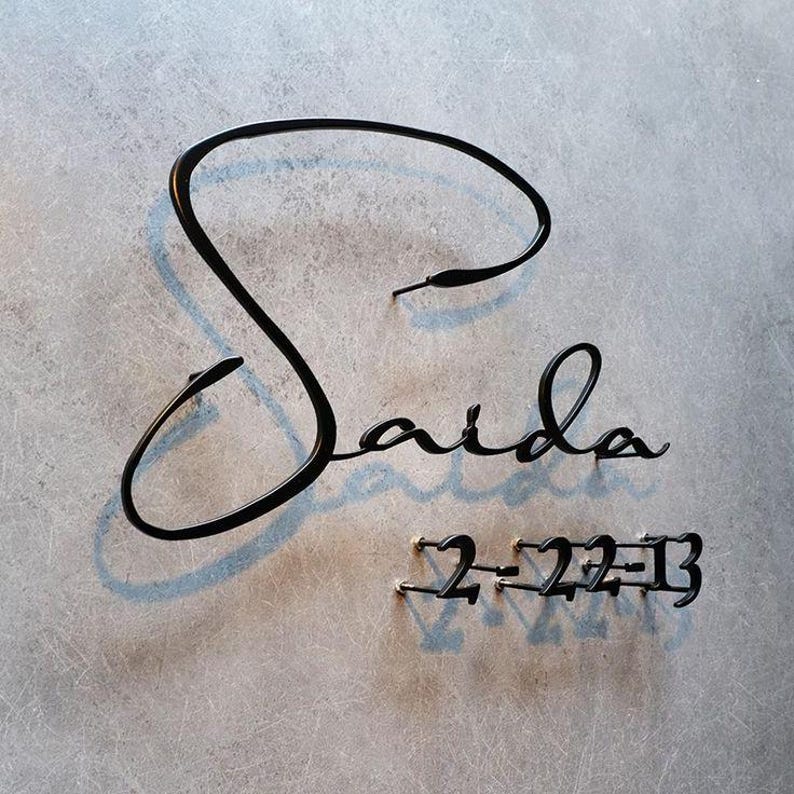 Saida Lettering Floating Metal Letters, Custom Business Signage, Office Wall Branding ...