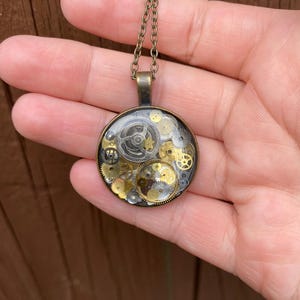 Whimsical Steampunk Real Watch Gear Necklace