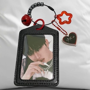 Custom K-Pop Name Keychain | PU Leather Photocard Holder & Bag Charm | Fan Gift, Concert Accessories