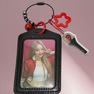 Chaveiro K-pop inspirado no Kiss of Life KIOF, Haneul, Belle, Julie, Natty KIOF Lightstick, porta-cartões com fotos, presente K-pop feito por fãs.