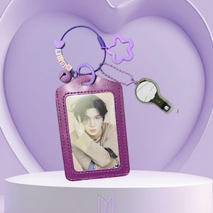 Porte-cartes photo/porte-clés en cuir BTS, cadeau de fan de l'armée, présentoir pour cartes en biais, marchandise bts, accessoire bts, porte-clés ARMY Bomb, bâton lumineux BTS.