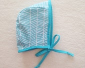 Love, Laurel Bonnet Teal Herringbone with Organic Cotton Sherpa