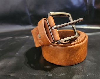 男性用ハンドメイド モロッコ レザー ベルト - クラシック ブラウン 牛革ベルト - カジュアル&フォーマル用本革ベルト - 49.21 インチ