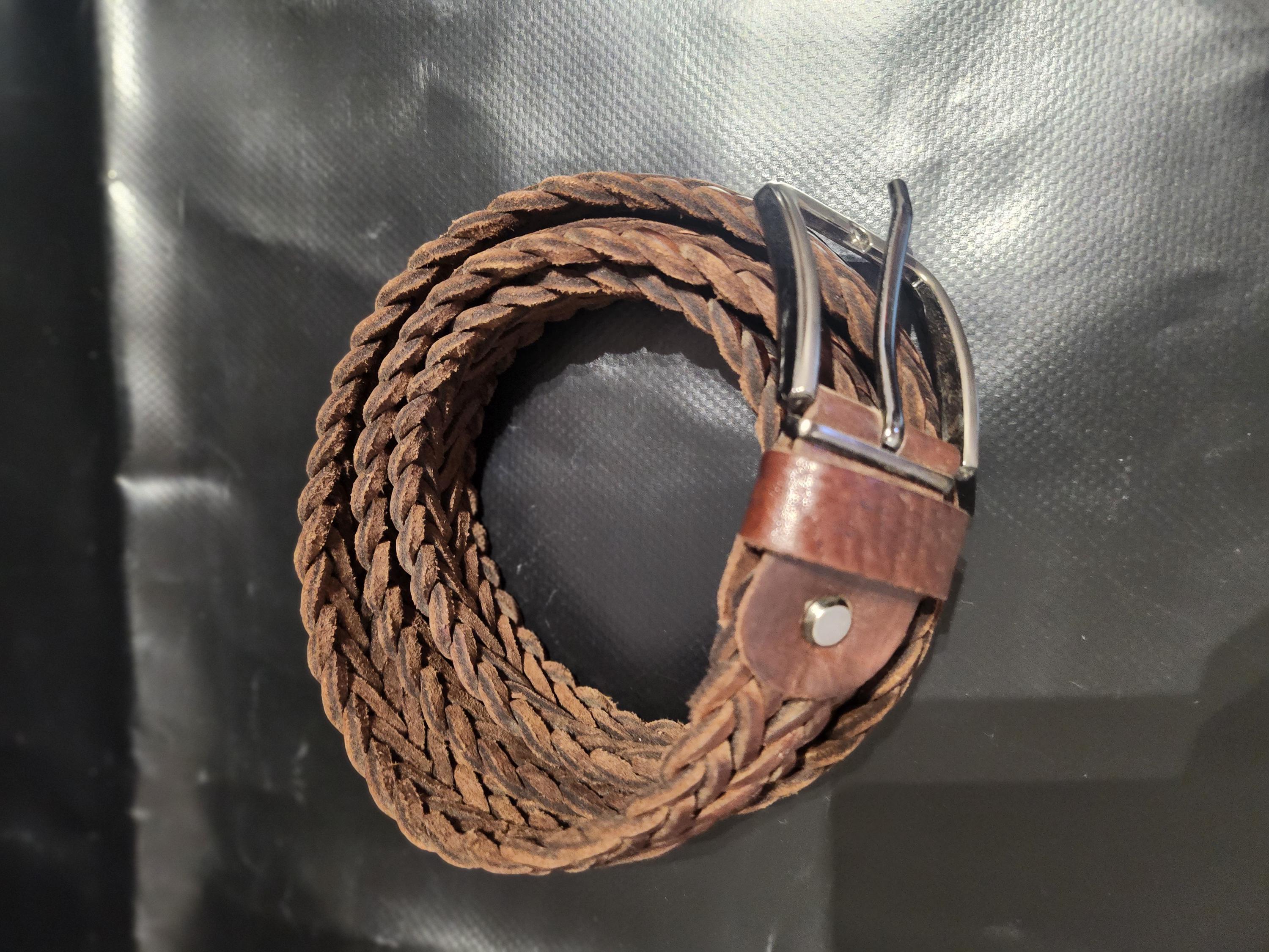 Moroccan woven leather braided belt with brass, silver and inlaid stone close moroccan belt products for sale | eBay main image 3