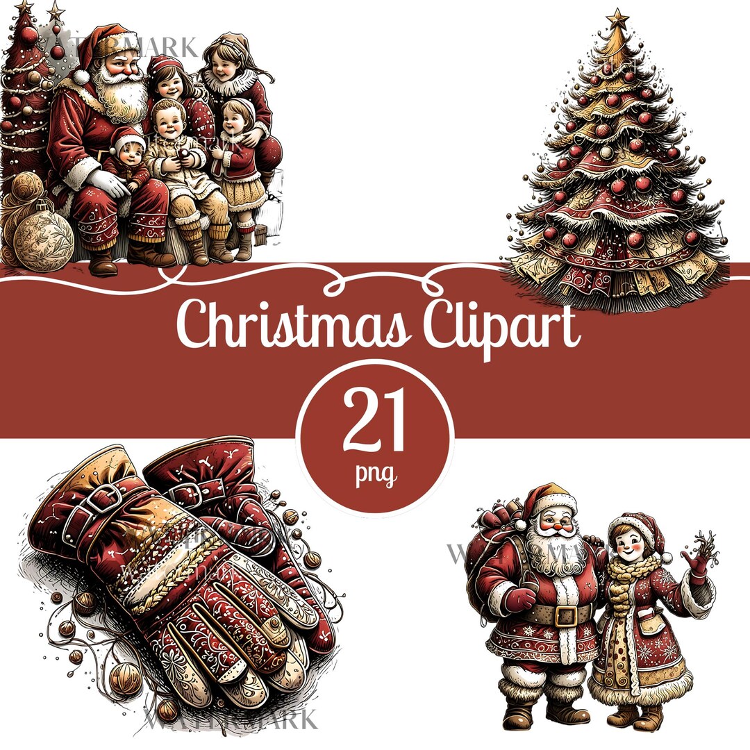 Christmas Clipart Bundle - PNG Holiday Graphics for Cards & Crafts ...