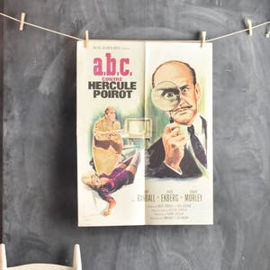 Vintage 1978 Rare Movie Poster French Moroccan Theater Advertising Poster for A.B.C.Hercule Poirot Alphabet Murders image 1
