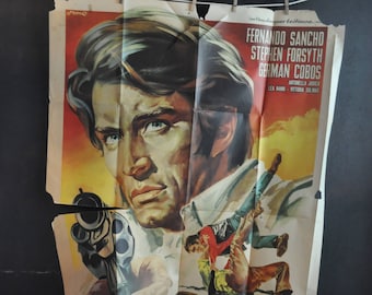 Vintage 1968 Large Rare Movie Poster-El SANCHO Spaghetti Western-French Moroccan Italian Film Advertisment