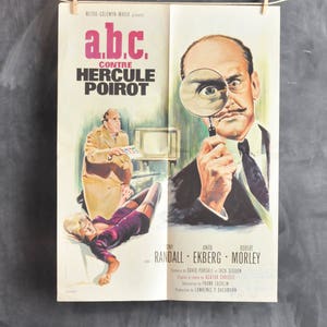 Vintage 1978 Rare Movie Poster French Moroccan Theater Advertising Poster for A.B.C.Hercule Poirot Alphabet Murders image 2