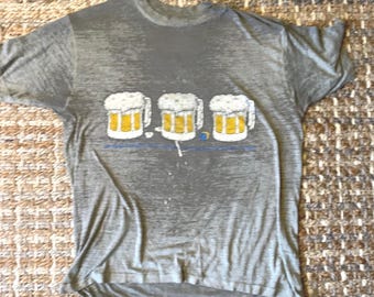 Vintage Burnout Beer Drinking super thin TShirt