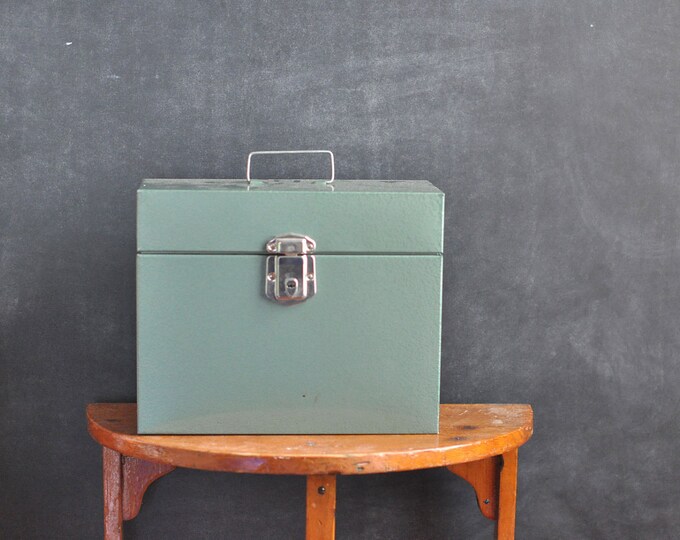 Vintage File Box Industrial Green Etsy