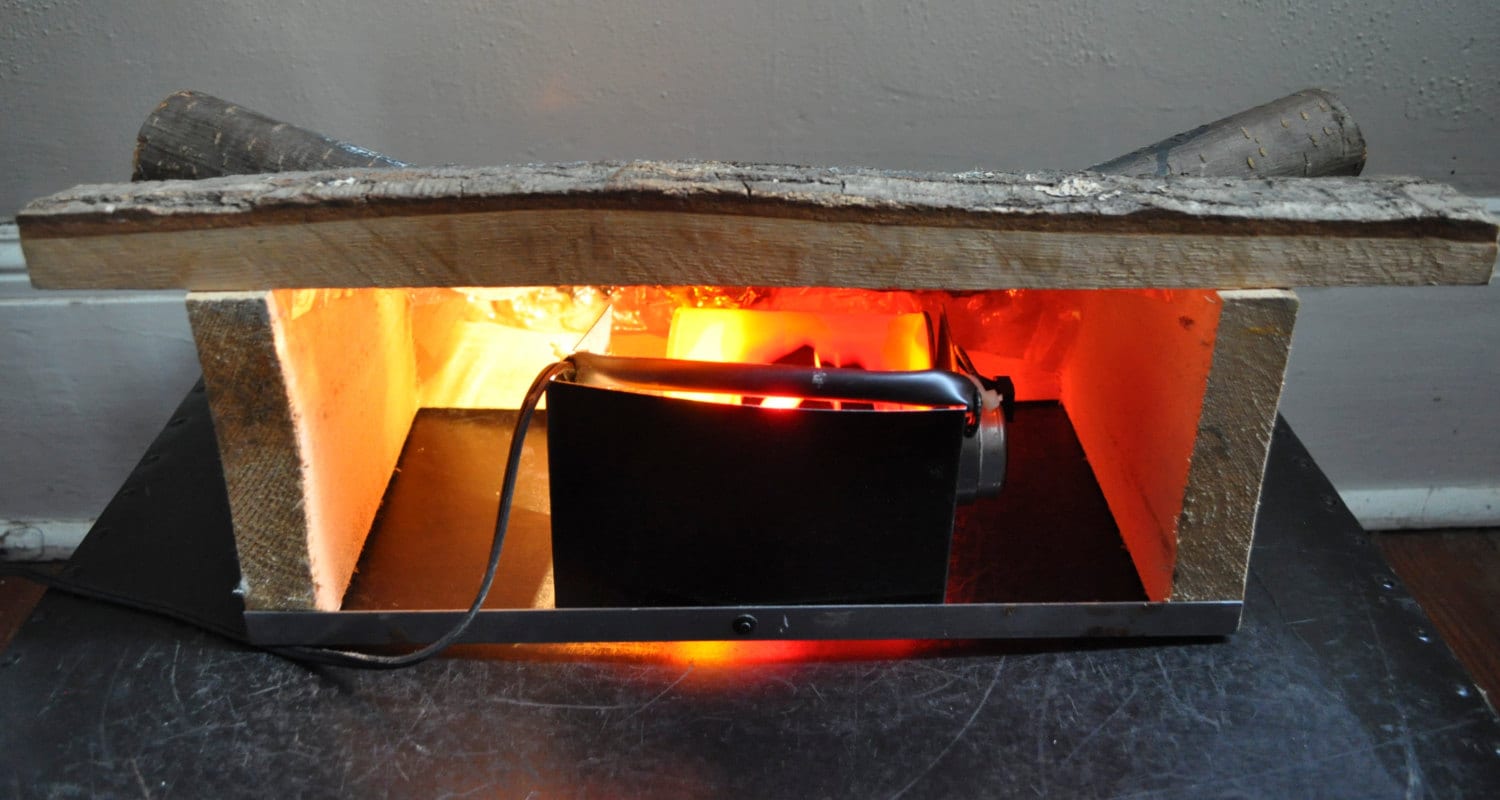 Vintage Faux Fireplace Log Light Fake Burning Logs Etsy