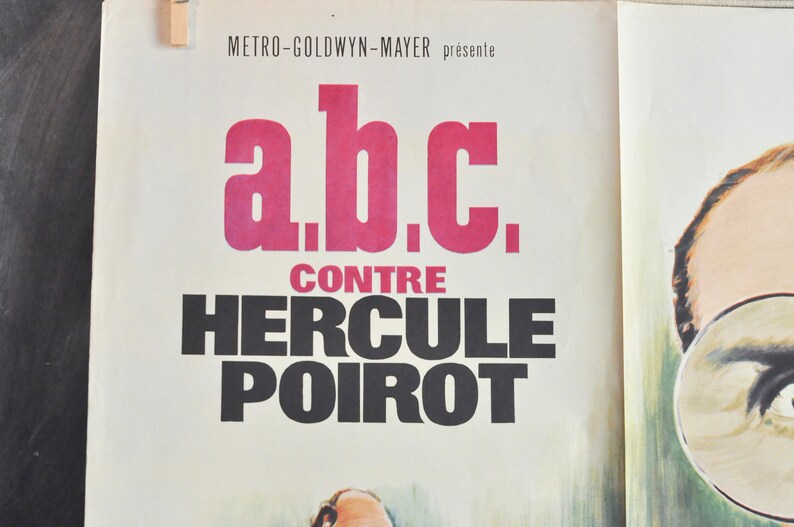 Vintage 1978 Rare Movie Poster French Moroccan Theater Advertising Poster for A.B.C.Hercule Poirot Alphabet Murders image 6