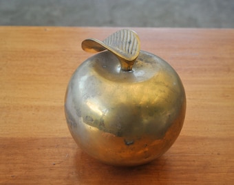 Vintage Modern Large  Brass Apple  Midcentury Figurine Paper Weight India