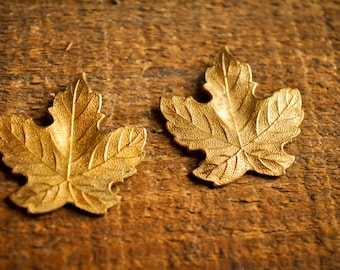 2 Metal Maple Leaf Brass Stamping Findings Craft Projects Jewelry Design Scrapbook Embellishment Mixed Media Arts and Crafts