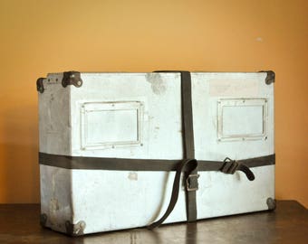 Vintage Industrial Tin  Metal Case with straps