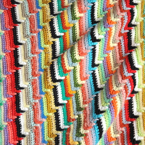 Vintage Afgan Blanket Multicolored Lap Blanket Throw L design