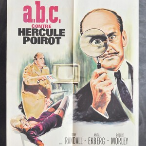 Vintage 1978 Rare Movie Poster French Moroccan Theater Advertising Poster for A.B.C.Hercule Poirot Alphabet Murders image 3
