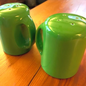 Vintage Salt and Pepper Shakers MODERN Japan Neon Green Extra Large