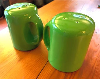 Vintage Salt and Pepper Shakers MODERN Japan Neon Green Extra Large
