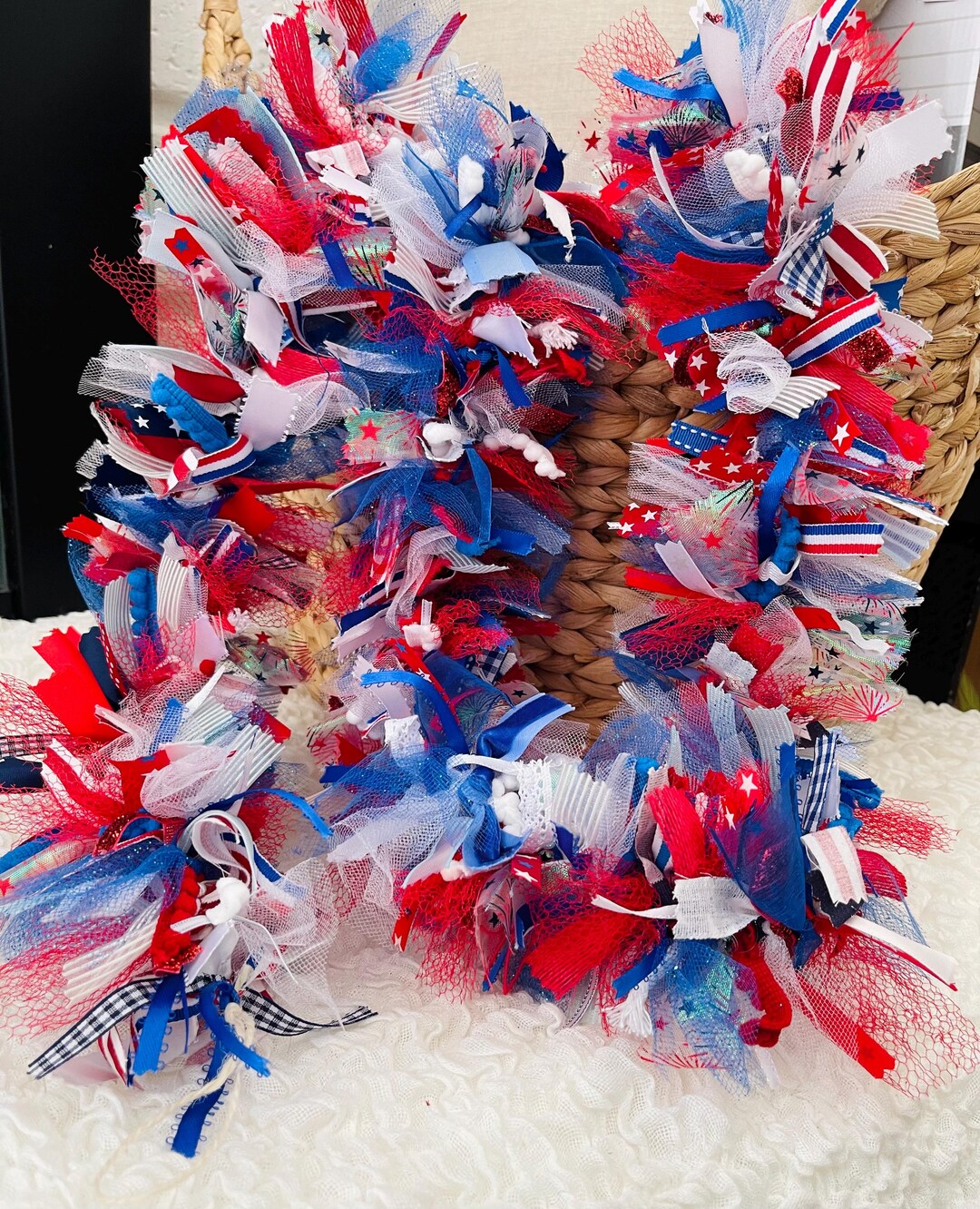 Red, White & Blue Ribbon Rag Garland - Etsy