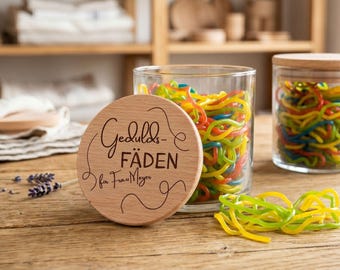 Tarro de almacenamiento personalizado "Flexible Threads" – Regalo de despedida para educadores y profesores – Regalo de agradecimiento para compañeros/formadores – Regalo de despedida para profesores de jardín de infancia (madera)