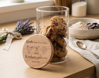Gift for kindergarten teachers leaving | Personalized wooden storage jar | Engraved candy jar | Thank you for growing up | Cookie jar with name