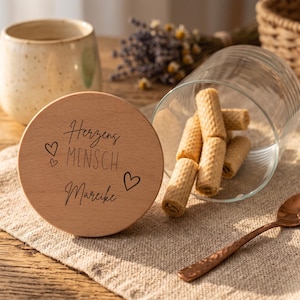 Personalisiertes Vorratsglas Herzensmensch, Geschenkidee beste Freundin Schwester, Kleine Überraschung mit Gravur