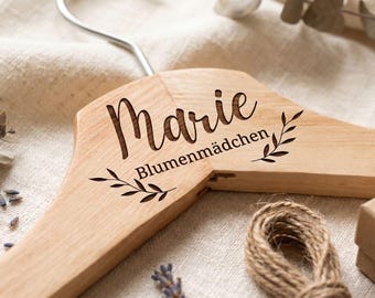 Percha de boda personalizada | Percha de madera con grabado | Novia, novio, dama de honor | Percha de boda | Regalo para prepararse