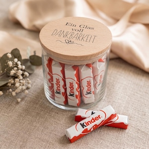 Ein Glas voll Dankbarkeit | Abschiedsgeschenk Erzieherin Lehrerin | Vorratsglas mit Holzdeckel Gravur | Kleines Dankeschön Geschenk Mama