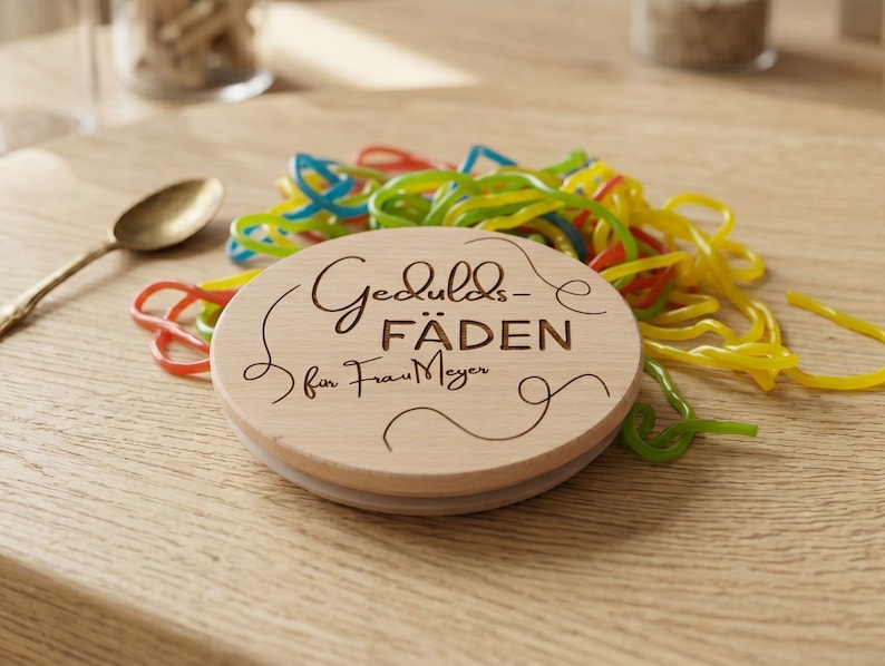 Geschenk für Lehrerin zum Schuljahresende, Vorratsglas Geduldsfäden personalisiert, Abschiedsgeschenk Grundschule und Lehrer Dankeschön.