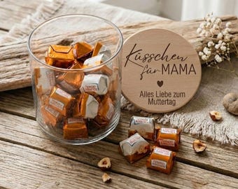 Tarro de cristal personalizado de agradecimiento para mamá - Regalo para papá y abuelo - Tarro de madera para almacenamiento - Regalo personalizado con grabado - Despedida del jardín de infancia