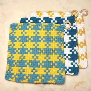 Honeycomb Plaids (Single, Large), kitchen potholder set, gift for mom, host gift, housewarming gift, hot pads, trivets