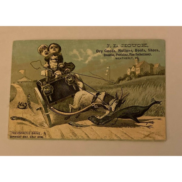 J.L. Houck Dry Goods Notions Boots Shoes Trade Card Esthetic Drive 1882