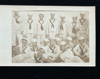 Military Men Navy Sailors In Uniform Group Photo RPPC Postcard