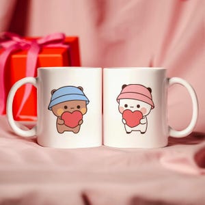 Bubu Dudu Couple Mug Set: Kawaii Ceramic Coffee Mugs, Valentine&#39;s Gift