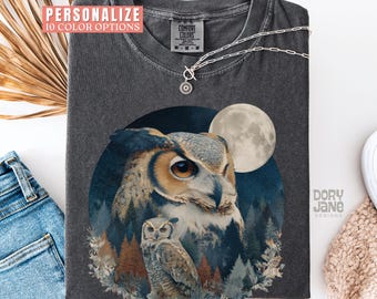 Vintage Owls Comfort Colors Shirt 90s Graphic Style Forest Animals Tshirt for Nature Lovers Grunge Retro Owl Wildlife T-Shirt 2000s Nature