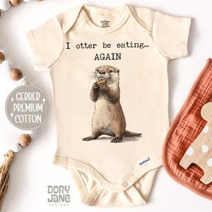 Otter ONESIES® Brand Bodysuit Otter Baby Bodysuit Cute Animal Baby Shower Gift Premium Cotton Animal Lovers Baby Gift I Otter Be Eating