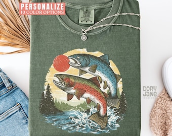 Vintage Trout Comfort Colors Shirt 90s Graphic Style Fishing Tshirt for Fisherman Grunge Retro Fish Wildlife T-Shirt 2000s Nature Lover Tee