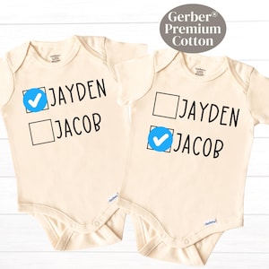 Baby Name Twin ONESIES® Brand Bodysuit Funny Name Twin Outfits Funny Twin Clothes Twin Shirts Premium Cotton Twin Baby Boy Baby Girl Clothes