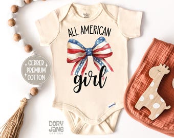 All American Girl Baby ONESIES® Brand Bodysuit America Baby Bodysuit Red White and Blue Baby Girl Outfit 4th of July Patriotic Baby Coquette